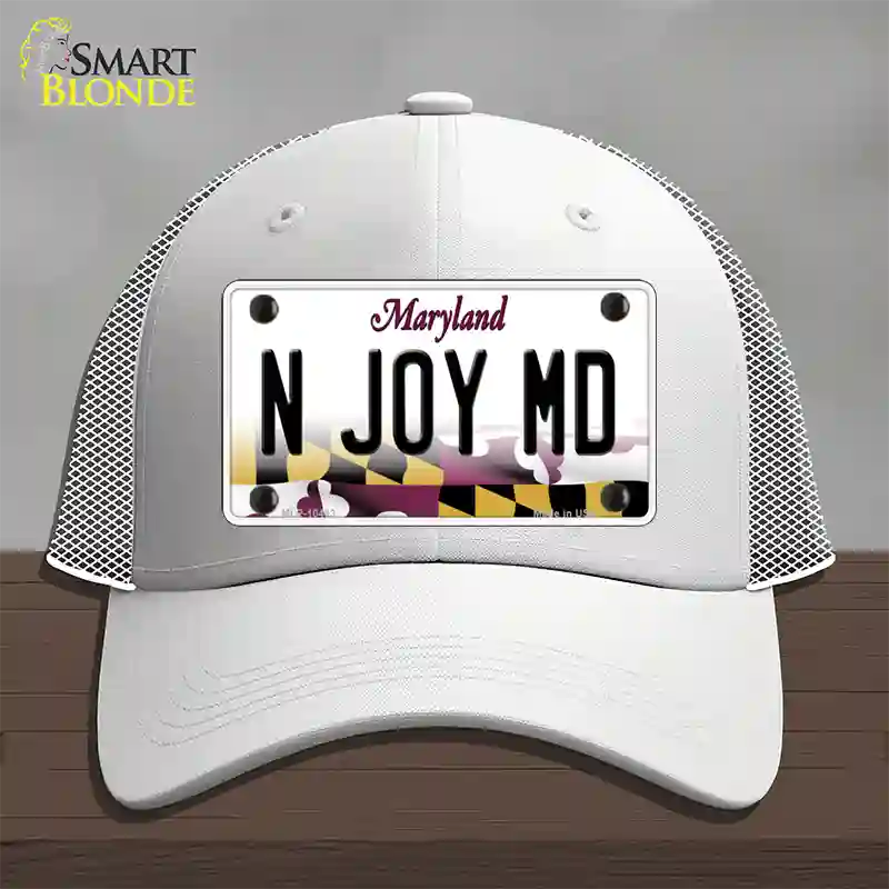 N Joy MD Maryland Novelty License Plate Hat Mesh / White