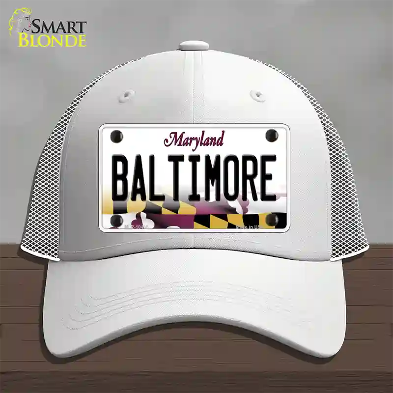 Baltimore Maryland Novelty License Plate Hat Mesh / White