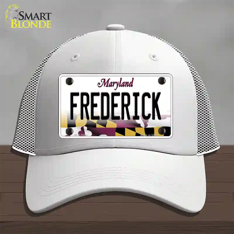 Frederick Maryland Novelty License Plate Hat Mesh / White