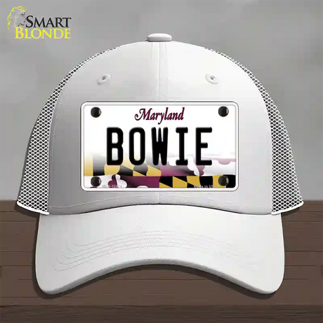 Bowie Maryland Novelty License Plate Hat Mesh / White