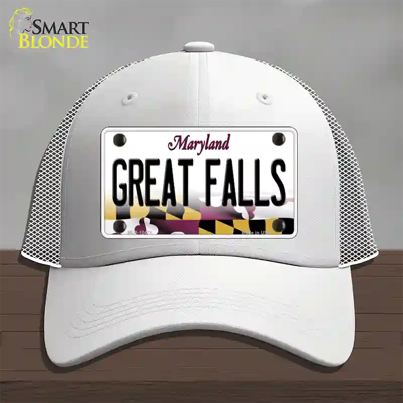 Great Falls Maryland Novelty License Plate Hat Mesh / White