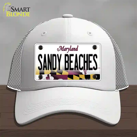 Sandy Beaches Maryland Novelty License Plate Hat Mesh / White