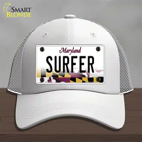 Surfer Maryland Novelty License Plate Hat Mesh / White