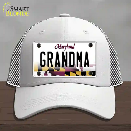 Grandma Maryland Novelty License Plate Hat Mesh / White