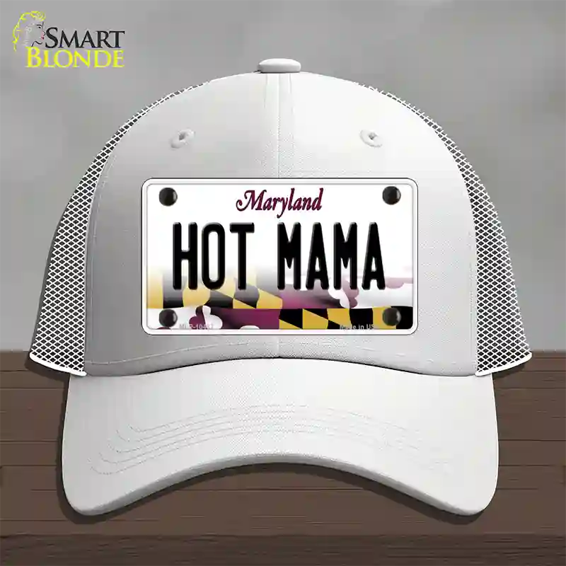 Hot Mama Maryland Novelty License Plate Hat Mesh / White