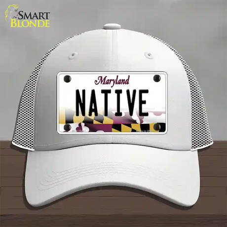 Native Maryland Novelty License Plate Hat Mesh / White