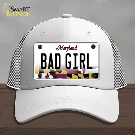 Bad Girl Maryland Novelty License Plate Hat Mesh / White