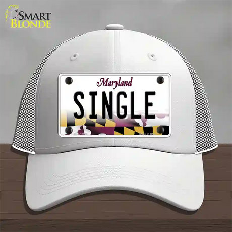 Single Maryland Novelty License Plate Hat Mesh / White