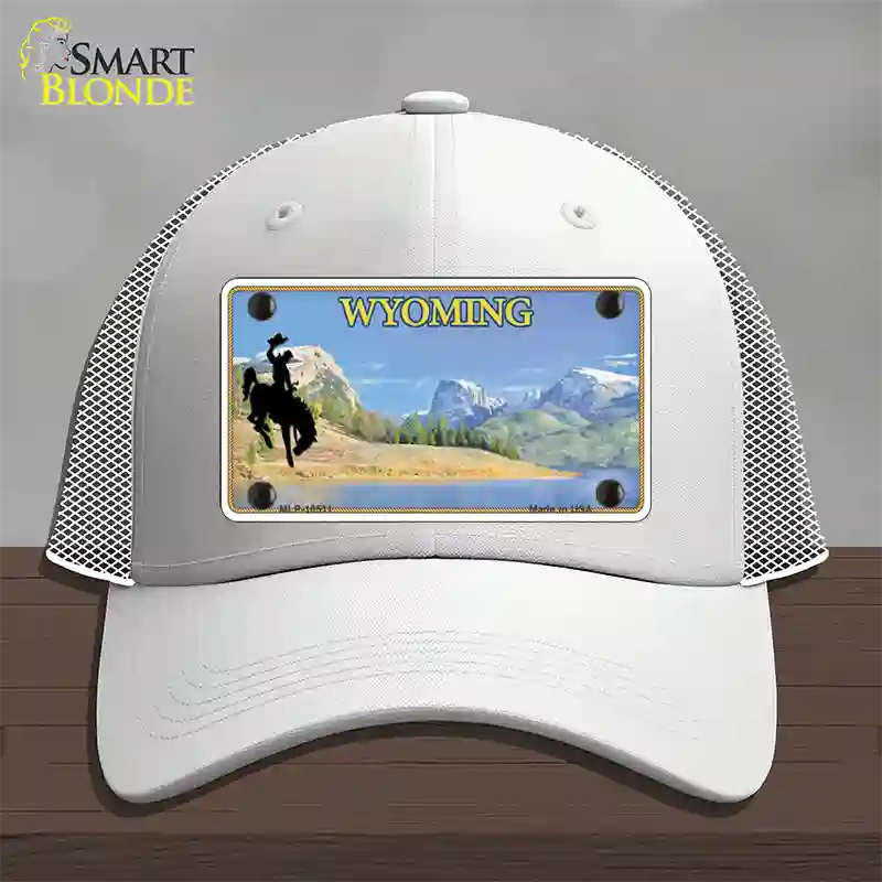 Wyoming Blank Novelty License Plate Hat Mesh / White