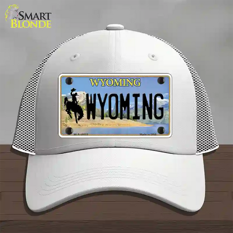 Wyoming Tag Novelty License Plate Hat Mesh / White