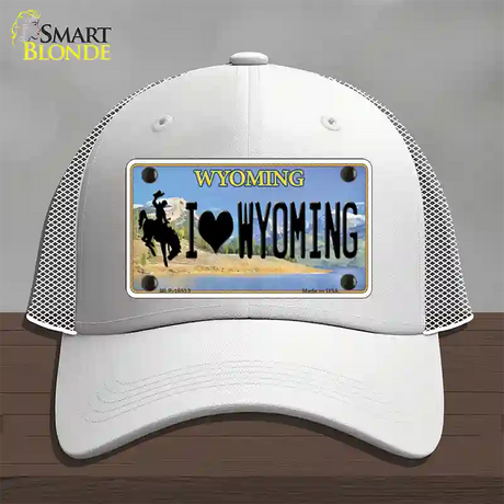 I Love Wyoming Novelty License Plate Hat Mesh / White