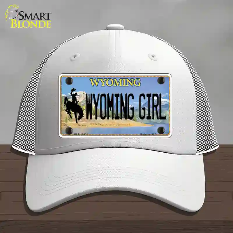 Wyoming Girl Novelty License Plate Hat Mesh / White