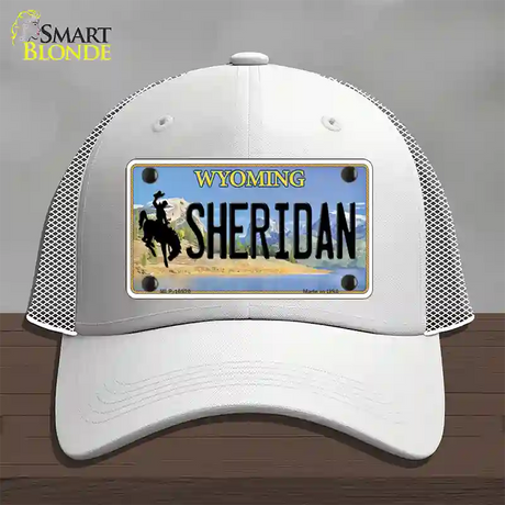 Sheridan Wyoming Novelty License Plate Hat Mesh / White