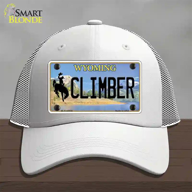 Climber Wyoming Novelty License Plate Hat Mesh / White