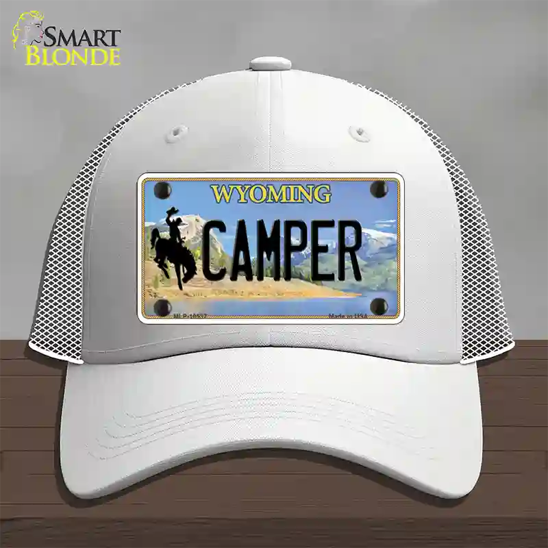 Camper Wyoming Novelty License Plate Hat Mesh / White