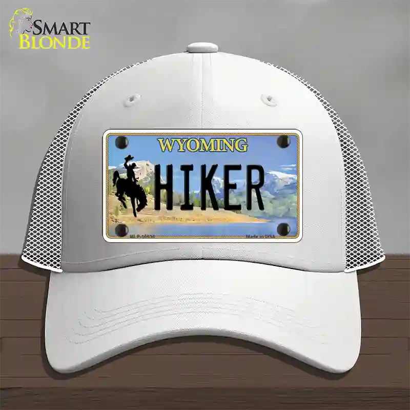 Hiker Wyoming Novelty License Plate Hat Mesh / White