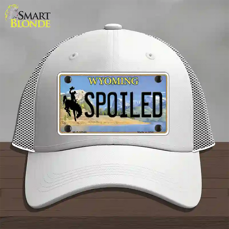 Spoiled Wyoming Novelty License Plate Hat Mesh / White