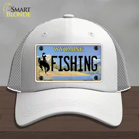 Fishing Wyoming Novelty License Plate Hat Mesh / White