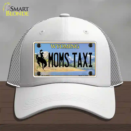 Moms Taxi Wyoming Novelty License Plate Hat Mesh / White