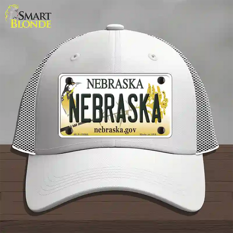 Nebraska Gov Novelty License Plate Hat Mesh / White