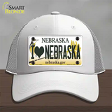 I Love Nebraska Novelty License Plate Hat Mesh / White