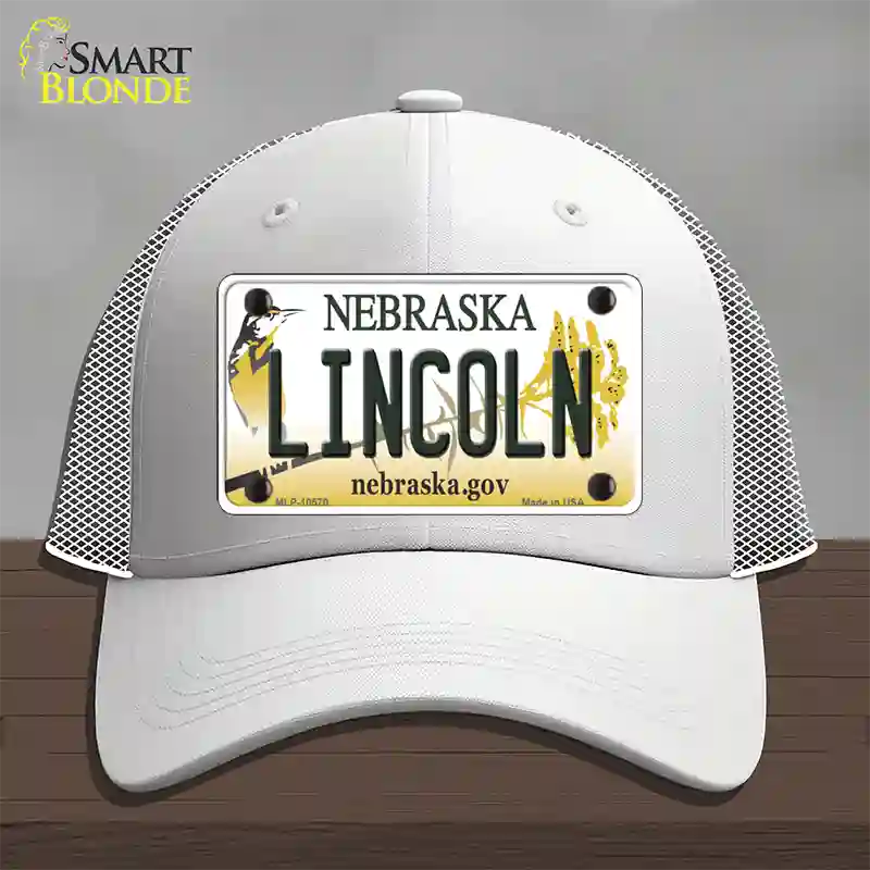 Lincoln Nebraska Novelty License Plate Hat Mesh / White