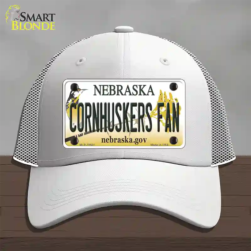 Cornhuskers Fan Nebraska Novelty License Plate Hat Mesh / White