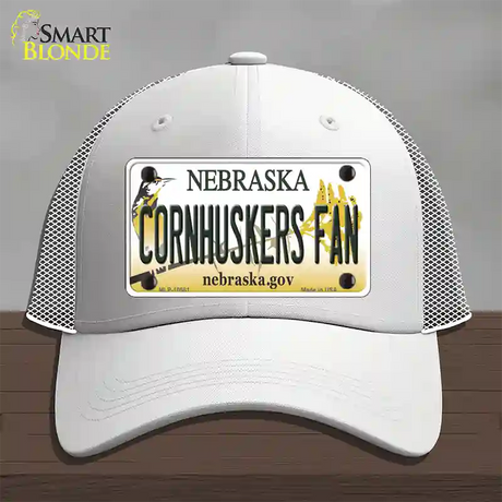 Cornhuskers Fan Nebraska Novelty License Plate Hat Mesh / White