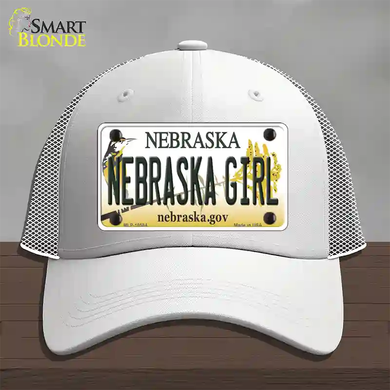 Nebraska Girl Novelty License Plate Hat Mesh / White