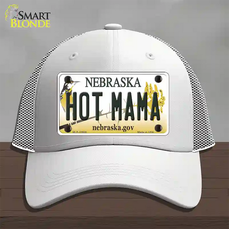 Hot Mama Nebraska Novelty License Plate Hat Mesh / White