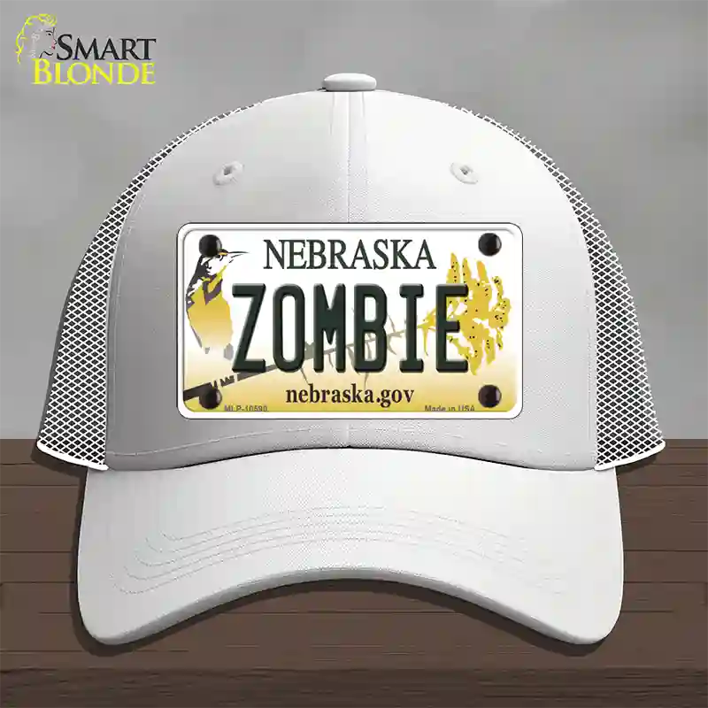 Zombie Nebraska Novelty License Plate Hat Mesh / White