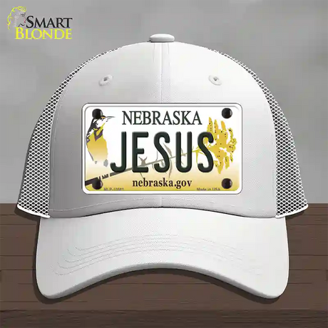 Jesus Nebraska Novelty License Plate Hat Mesh / White