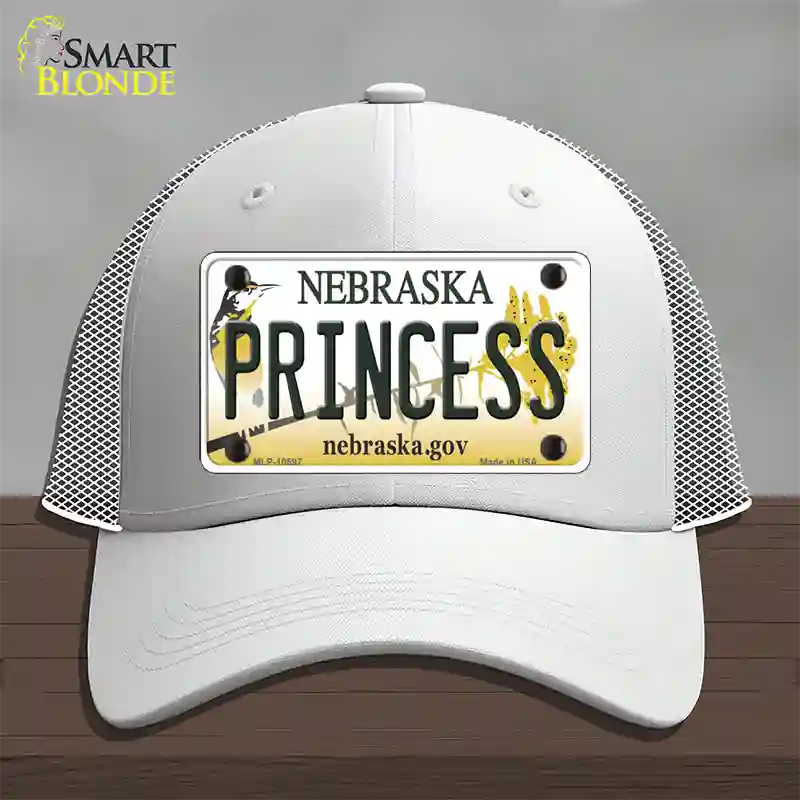 Princess Nebraska Novelty License Plate Hat Mesh / White