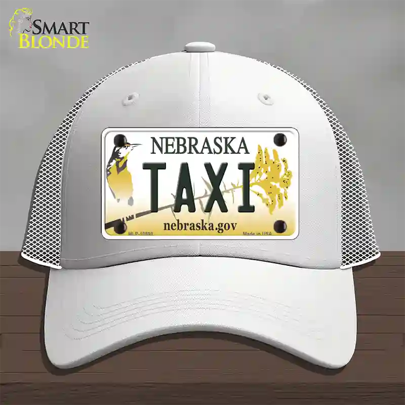 Taxi Nebraska Novelty License Plate Hat Mesh / White