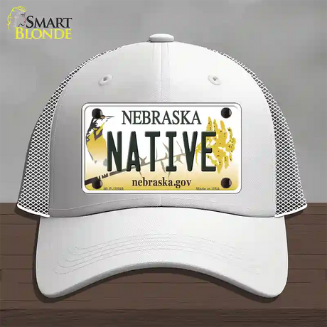 Native Nebraska Novelty License Plate Hat Mesh / White