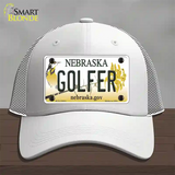 Golfer Nebraska Novelty License Plate Hat Mesh / White