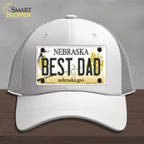 Best Dad Nebraska Novelty License Plate Hat Mesh / White