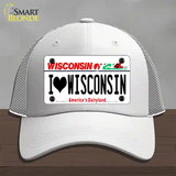 I Love Wisconsin Novelty License Plate Hat Mesh / White