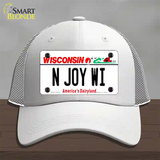 N Joy WI Wisconsin Novelty License Plate Hat Mesh / White