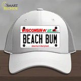 Beach Bum Wisconsin Novelty License Plate Hat Mesh / White