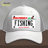 Fishing Wisconsin Novelty License Plate Hat Mesh / White