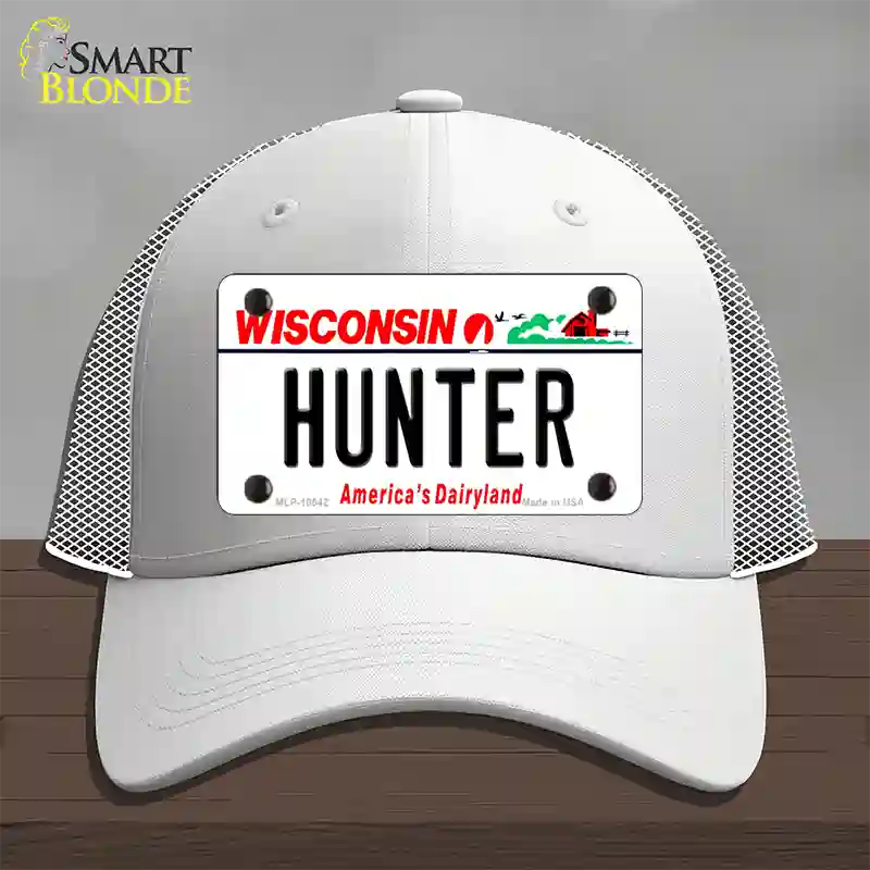 Hunter Wisconsin Novelty License Plate Hat Mesh / White