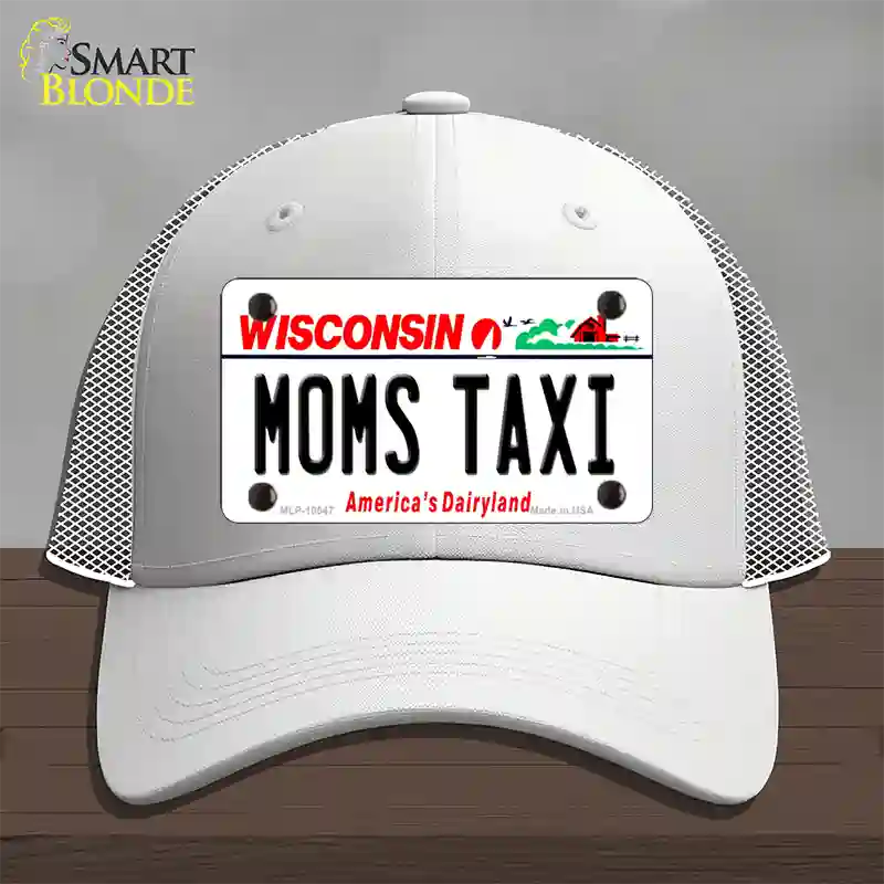 Moms Taxi Wisconsin Novelty License Plate Hat Mesh / White