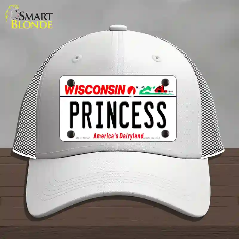 Princess Wisconsin Novelty License Plate Hat Mesh / White