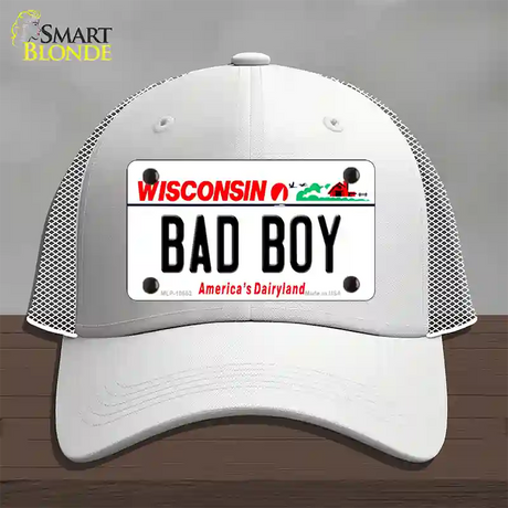 Bad Boy Wisconsin Novelty License Plate Hat Mesh / White