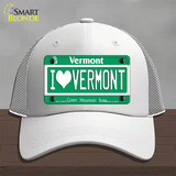 I Love Vermont Novelty License Plate Hat Mesh / White