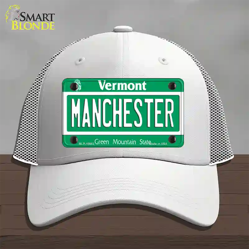 Manchester Vermont Novelty License Plate Hat Mesh / White