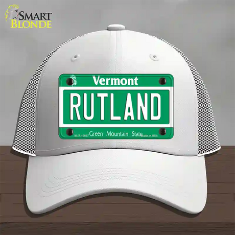 Rutland Vermont Novelty License Plate Hat Mesh / White