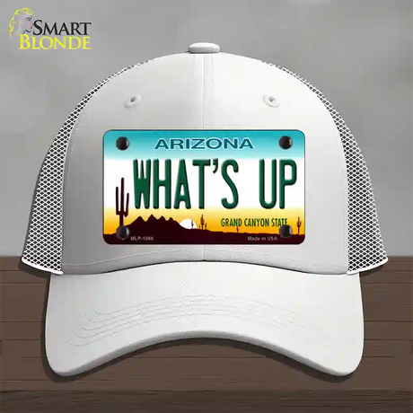 Whats Up Novelty License Plate Hat Mesh / White