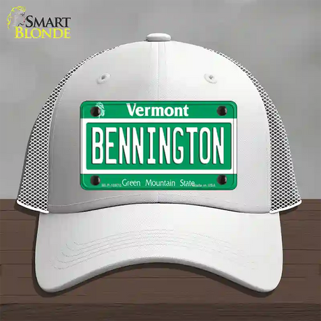 Bennington Vermont Novelty License Plate Hat Mesh / White